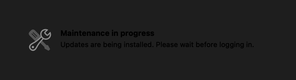 Ratatoskr login window notice: Maintenance in progress, updates are being installed, please wait before logging in