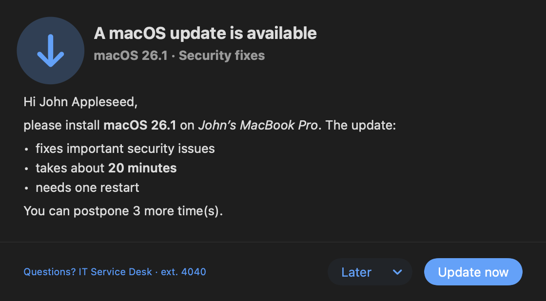 Ratatoskr soft-stage update reminder dialog